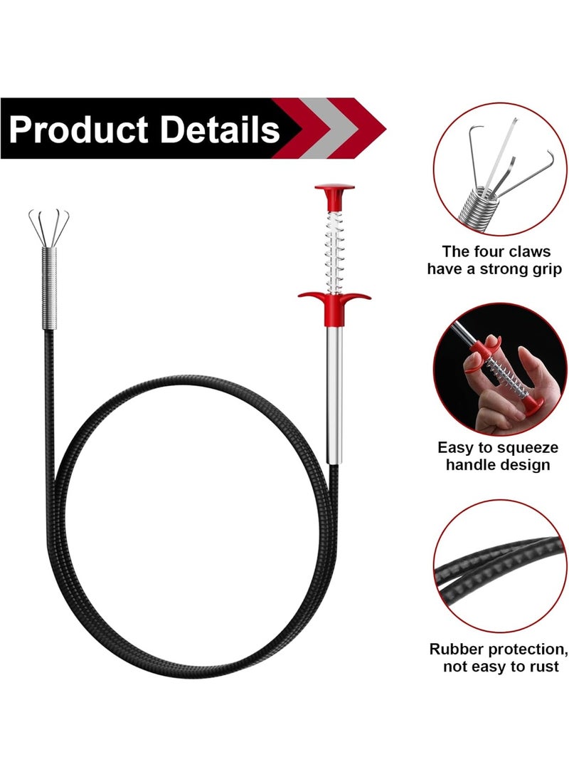 35.5inch Drain Clog Remover, 25inch Drain Snake Hair Remover, Hair Catcher Drain Auger Cleaner Tool Set for Toilet, Kitchen Sink, Bathroom Tub, Sewer, 7 Pack - Image 2